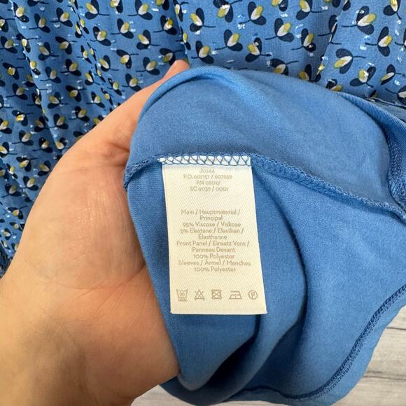 Boden Plus Size Light Blue Yellow Floral Printed Spring Long Sleeve Top Size 14 - Picture 5 of 9